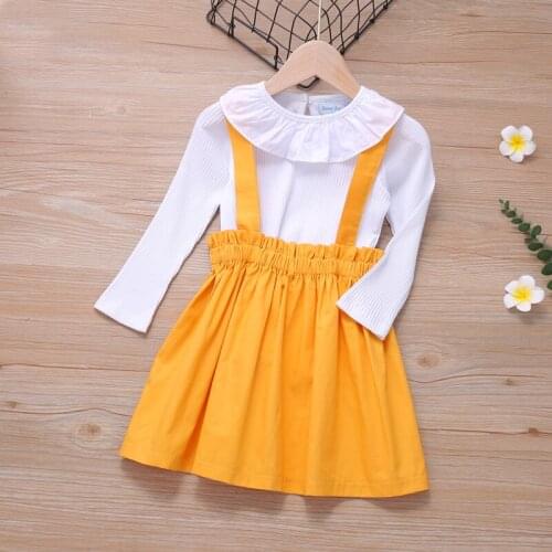 Children Clothes New Fashion Style Autumn Clothes Suit Long Sleeve + Braces Skirt 2PCS Girls Clothing Sets