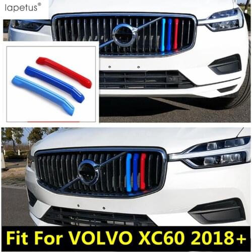 Lapetus Accessories Fit For VOLVO XC60 2018 - 2021 Colorful Front Head Grille Grill Decor Strip Molding Cover Kit Trim 3 Pcs