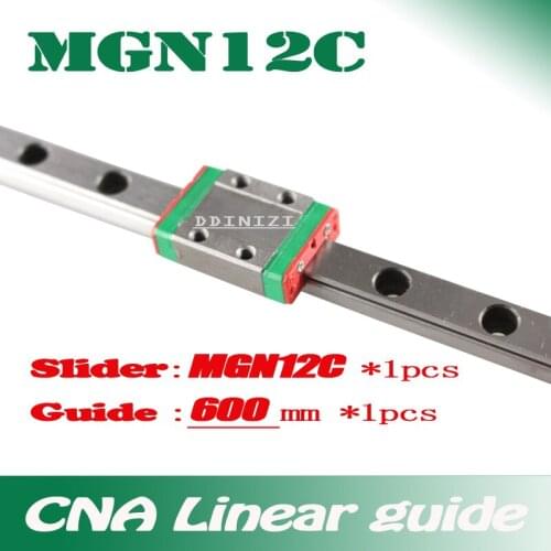 Kossel Pro Miniature MGN12 12mm linear slide :1 pc 12mm L-600mm rail+1 pc MGN12C carriage for X Y Z Axies 3d printer parts cnc