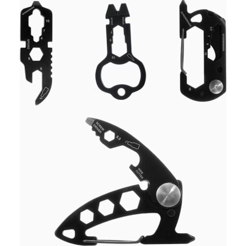 Munkees Multifunction Carabiner Card Tool Screwdriver Mini Tool Slotted Phillips Stainless Steel Hex Square Pocket Size Keyring