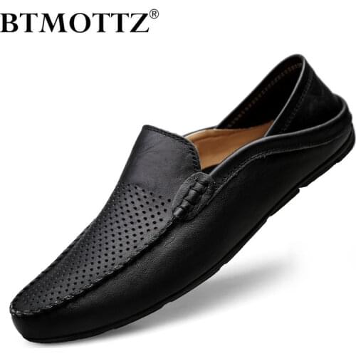 Italian Men Shoes Casual Luxury Brand 2020 Summer Mens Loafers Genuine Leather Moccasins Breathable Slip on Boat Shoes BTMOTTZ