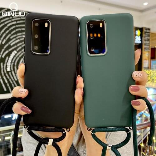 Soft Silicone Phone Case For Huawei P40 Pro P30 P20 P10 Lite Pro Nova 7 6 SE 2 2S 3i 4 e 5 5i Pro With Lanyard Neck Strap Cover