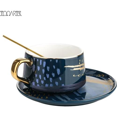 Tooarts coffee mug Coffee Cup and Saucer Set Ceramic Tea Cup 304 Steel Spoon Cups for Office or Home Using Gift Packaging