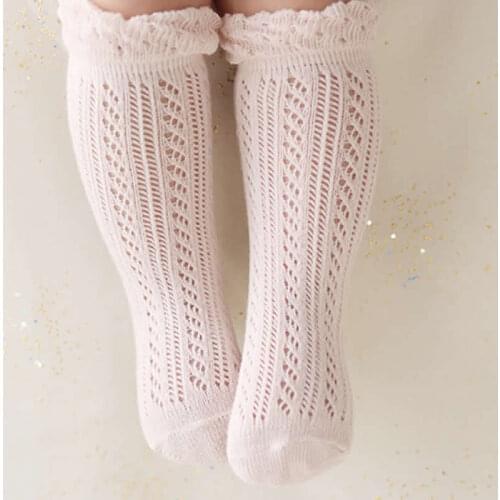Baby Girl Socks Cotton Mesh Breathable Socks Newborn Infant Knee High Baby Girls Socks 0-24 Months Toddler Baby Unisex Solid
