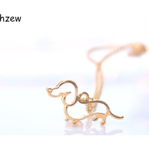 Hzew New Cute Little Puppy Dog Pendant Necklace silver color Dachshund Necklace