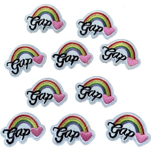 Embroidered Appliques Letters Gap Rainbow Embroidery Patches Iron on Clothes Repair 10 Pieces