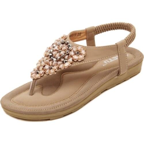 Crystal Sandals Women 2021 New Summer Fashion Flowers Platform Shoes Vacation Beach Sandal Plus Size 35-45