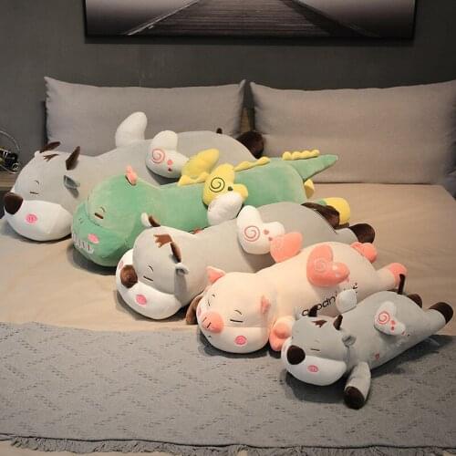 Cute dinosaur doll soft down cotton stuffed piggy pillow doll girl sleeping on bed leg pillow pillow for boyfriend birthday gift