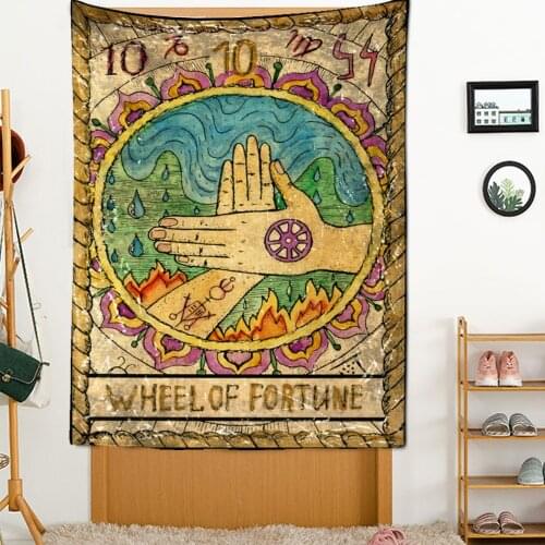 Tarot Mandala Card Pattern Blanket Tapestry Wall Hanging Tapestries Bedroom Bedspread Throw Cover Sun Moon Wall Decor
