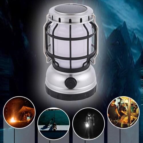 Solar Powered Camping Lamp Light Flame Light Portable Lantern USB Rechargeable White Light + Flame Light Camping Hiking Tools