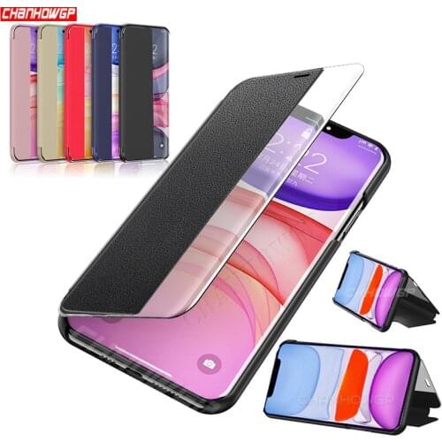 Smart Clear View Flip Leather Case for iPhone 11 Pro XS Max XR X 10 8 7 6 6S Plus 7Plus 8Plus 6Plus SE 2020 Book Cover Fundas