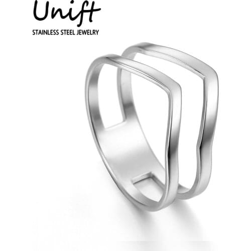 Unift Simple Double Line Female Rings Polished Stainless Steel Elegant Jewelry Classic Fashion Love Accessories Party Gifts