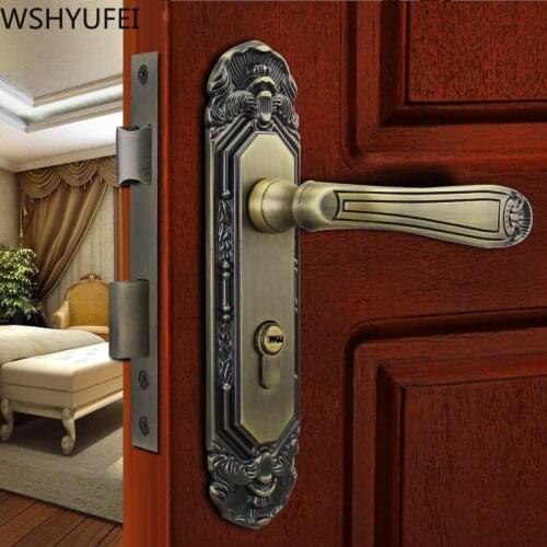 Retro Zinc alloy Door Locks Bedroom Upscale Interior Door Handle Lock Cylinder Security Mute Door Lock Household Hardware