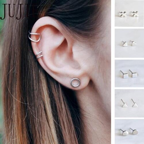 JUJIE Combination Stud Earring For Women Korean Trend Earrings Stainless steel geometric Earring Fashion Jewelry Oorbellen