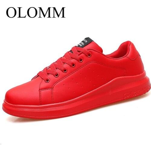 OLOMM 2019 womens vulcanized shoes sneakers couples with red basketball shoes breathable walking sewing womens shoes TD-173
