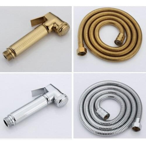 Gold Brass Bidet Faucet bathroom toilet faucet mixer with 1.5M Hose hygienic shower clean muslim replacement gun sprayer Black