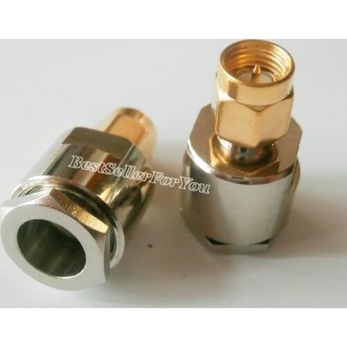 1Pcs SMA Connector Male Plug Clamp Straight For RG5 LMR300 RG212 5D-FB Cable RF Connector
