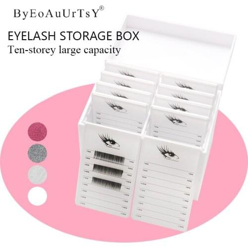 10 Layers Acrylic Eyelash Storage Box Display Stand Makeup Organizer False Eyelashes Grafting Eye Lashes Extension Supplies