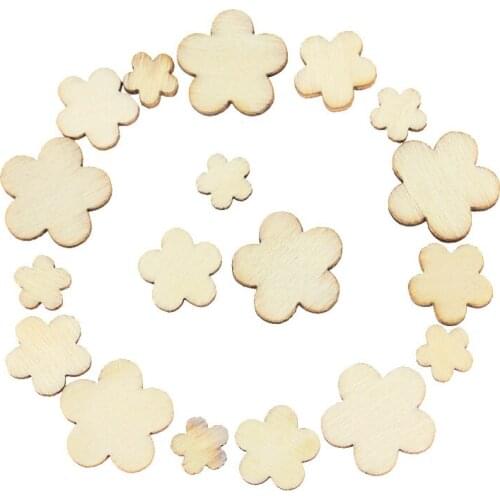 100pcs 10mm Flowers Button Sewing Scrapbooking Handraft Wood Plum Blossoms Home Decoration Wood DIY Craft 15 20mm
