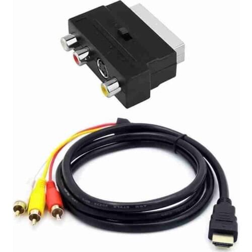 1080P HDMI-compatible S-video to 3 Rca Av Audio Cable with Scart to 3rca Phono Adapter for Projector/dvd/tv Audio Connector