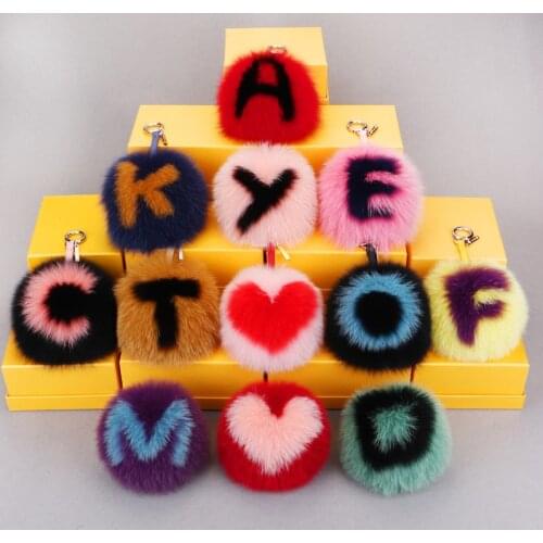 2019 Winter Fashion Week ABC English alphabet spell color hair ball ornaments wholesale custom