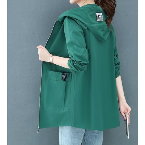 2021 Spring Autumn Thin Windbreaker Korean Plus Size loose Hooded Coat Casual Female Baseball Uniform Outwear Women Jackets 4XL