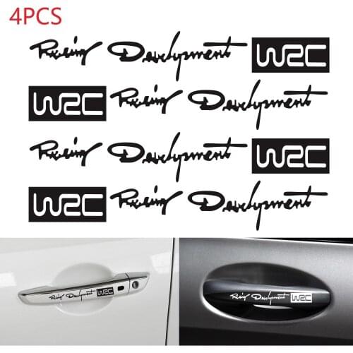 4 x Car Styling Fashion Creative Auto Decorative Decals World Racing Development WRC Car Door Handle Vinyl Car Body Decals