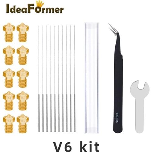 3D Printer Accessories Nozzle spinner+Tweezer+E3D V6/MK 0.4mm /1.75mm Nozzle+Nozzle Cleaning Drill Bit for E3D V6/MK Nozzle kit