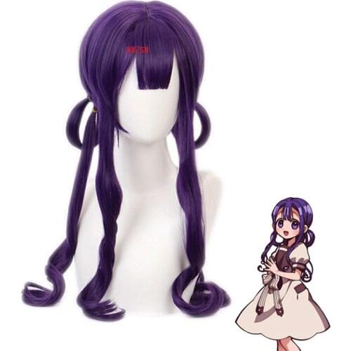 Anime Kwai Akane Aoi Purple Long Wig Cosplay Costume Jibaku Shounen Toilet-bound Hanako-kun Synthetic Hair Women Wigs