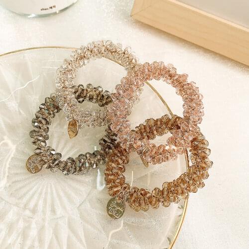 Shiny Crystal Elastic Hair Bands Simple Elegant Ponytail Holder Rhinestone Tie Hair Rope Bing Head Band Women Fashion Scruchies