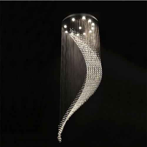 Lustre large modern long stairs led pendant lighting light hotel lobby chandelier