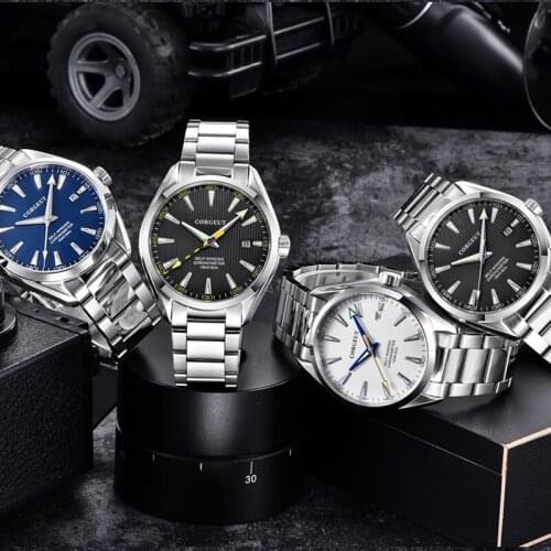 Corgeut 41mm men clock miyota 8215 Automatic calendar date Mechanical Sapphire Glass men wristwatch