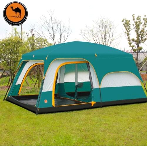 Camel Ultralarge 6 10 12 double layer outdoor 2living rooms and 1hall family camping tent in top quality large space tent