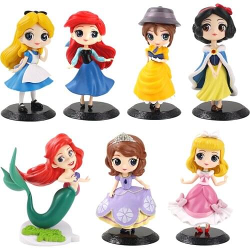 15cm Q Posket Princess Alice Ariel Cinderella Snow White Sofia Mermaid Jane PVC Action Figure Collectible Model Toy Doll Gifts