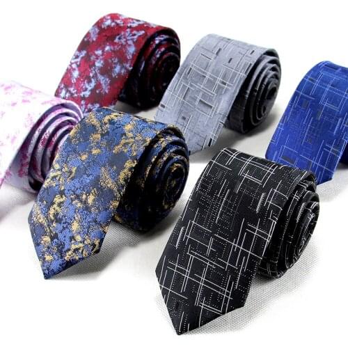 6cm Narrow Mens Tie Korean Jacquard Polyester Silk Fashion Personality Pattern Wedding Business Banquet Host Necktie