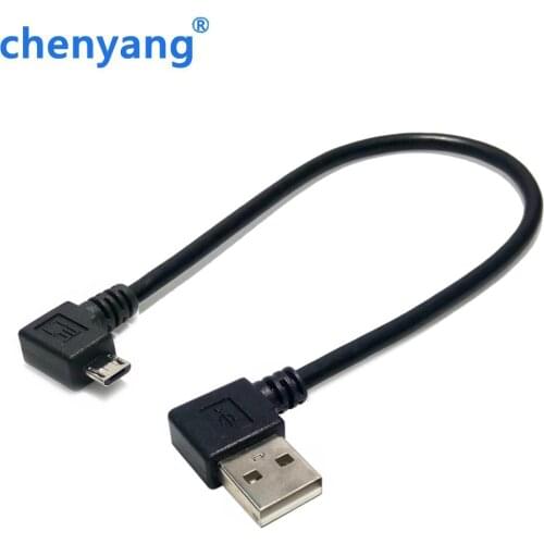 Double bend Left Angle 90 Degree USB to Micro B Data Charging Cable For Samsung HTC LG Android phone 0.2M Free Shipping