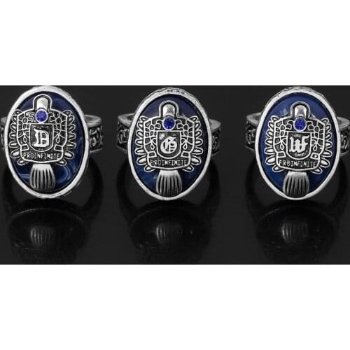 The Vampire Diaries Ring Fashion Punk Blue Enamel 26 letters A-Z Rings For Women Men Vintage Anillos Salvatore Damon Reborn Ring