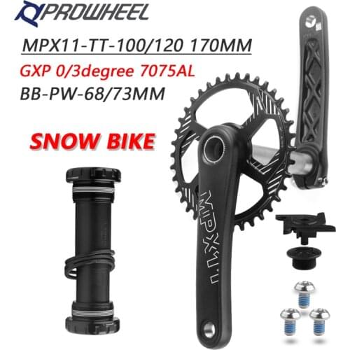 PROWHEEL Snow Bike Crankset 170mm 28/30/32/34/36/38T 7075AL GXP Chainring Fat Bicycle Crank Kit with Bottom Bracket BB for SRAM