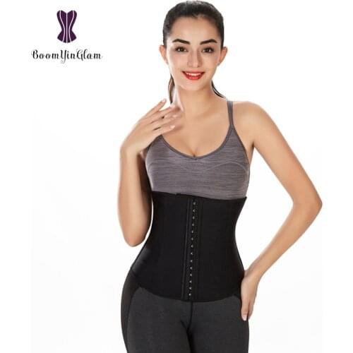 9 Spiral Steel Boned Black Fajas Reductor Waist Slimmer Waist Cincher Shaper Latex Waist Trainer XXS 951