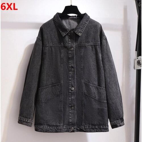 Large size womens spring new denim jacket Korean loose casual jacket button stitching women coat 6XL 5XL 4XL