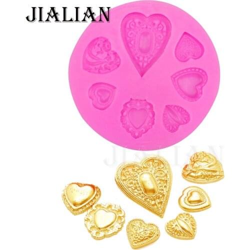 Love gem Valentines Day chocolate wedding cake decorating tools DIY Heart baking fondant form silicone mold T0325