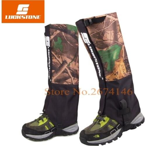 LUCKSTONE Camouflage Waterproof Shoes Leg Cover protection for Camping Snow gaiters Hiking Riding Skiing Ski outdoor Shin Guard