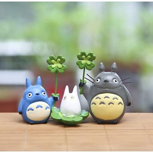 Clover cartoon Mini doll cute Totoro DIY scene children play house toy decoration for potted plants sclupt action figure