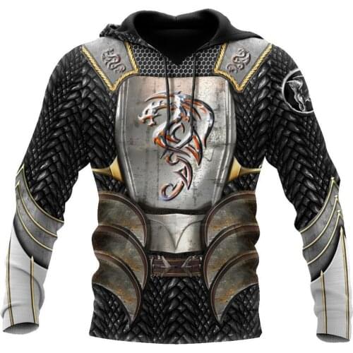 Dragon Knight Amor 3D Full Printed Men Hoodie Autumn and Winter Fashion Sweatshirt Casual Zip Jacket DY51