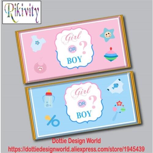 Gender Reveal Party Favors Candy Bar Hershey Chocolate Wrapper Sticker Pink Blue Wine Water Bottle Labels Baby Shower Decoration