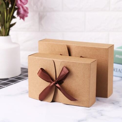 10pcs/set Kraft Paper Gift Box Easter Candy Chocolate Cookies Bag Birthday Decorations Foldable Presents Package Kraft Paper Box