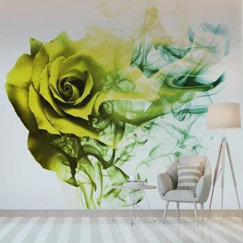 Custom 3D Abstract Rose Smoke Lines Bedroom Background Wallpaper Mural