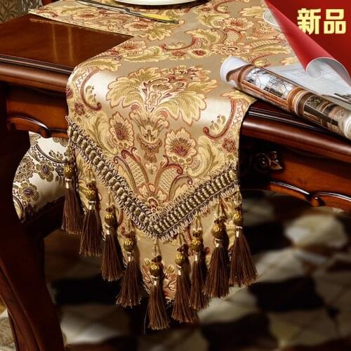 Luxury Blue Silk Jacquard Table Runner Placemat High Quality Jacquard Tablecloth Table Flag Table Kitchen High-grade Supplies S