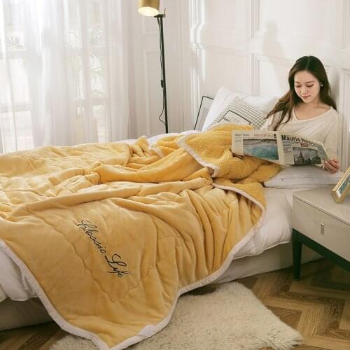 Luxury Cashmere Blanket Winter Thick Double Layer Sherpa Throw 150x200cm Warm Comfortable Weighted Flannel Fleece Blanket