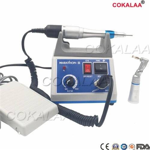 Dental Lab E-TYPE Micromotor Polish Handpiece With Contra Angle & Straight Hand Piece SEAYANG MARATHON 3 + Electric Motor